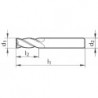 Fraise cylindrique longue, en carbure monobloc avec angle d'hélice de 35°/38°, Ø d1 - h10 : 12 mm, Long. totale l1 150 mm, Long. coupe l2 45 mm