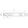 Fraise cylindrique longue, 4 dents, 30°, en carbure monobloc, Fire, Ø d1 - h10 : 20,0 mm, Long. totale l1 104 mm, Long. coupe l2 38 mm