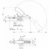 Sauterelle à tige coulissante et petite embase angulaire, Taille : 1, Capacité du piston F1 1,0 kN, Capacité du piston F2 1,0 kN