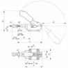 Sauterelle à tige coulissante lourde, Taille : 3, Capacité du piston F1 4 kN, Capacité du piston F2 4 kN, Hauteur totale : 107 mm, Long. totale : 191 mm