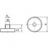 Aimant plat avec manchon taraudé, Ø d : 25 mm, Hauteur totale l 15 mm, Hauteur d'aimant h 7 mm, Ø de la douille d1 : 8 mm, Filetage : M4