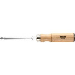 Tournevis cruciforme PZ avec manche en bois, Dimensions : PZ 2, Long. de la lame 100 mm, Long. totale 205 mm, Ø de la lame : 6,0 mm