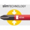 Tournevis plat VDE slimFix, Larg. : de la lame : 4,0 mm, Épais. : de la lame 0,8 mm, Long. de la lame 100 mm, Long. totale : 211 mm, Ø de la lame : 5,8 mm