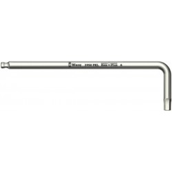 Clé coudée à 6 pans, à tête sphérique, acier inoxydable, Cote s/plats : 2,5 mm, Long. des branches 112 x 18 mm