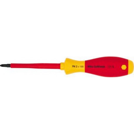 Tournevis cruciforme PH VDE, avec lame ronde, Dimensions : PH 1, Long. de la lame 80 mm, Long. totale 191 mm, Ø de la lame : 6,3 mm