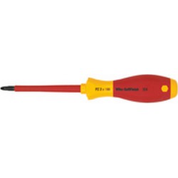Tournevis cruciforme PZ VDE, avec lame ronde, Dimensions : PZ 1, Long. de la lame 80 mm, Long. totale 191 mm, Ø de la lame : 6,3 mm