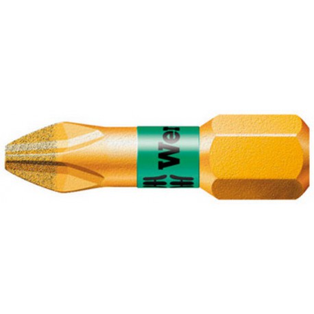 Embout diamanté semi-dur avec zone de Bi-torsion pour vis cruciforme 1/4'' PH, 25 mm de long, Dimensions : PH 2, Long. totale 25 mm