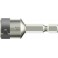 Douille en acier inoxydable 1/4'', 50 mm long, métrique, Cote s/plats : 5 mm