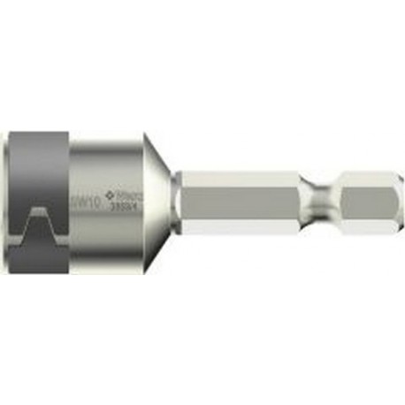 Douille en acier inoxydable 1/4'', 50 mm long, métrique, Cote s/plats : 5,5 mm