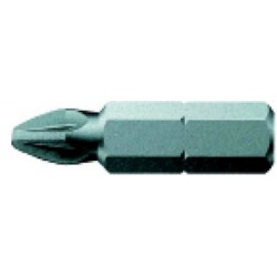 Embout semi-dur, pour vis cruciforme 1/4'' PZ, Dimensions : PZ 3, Long. totale 25 mm