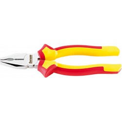 Pince universelle VDE A. chrome vanadium, tête chromée, poignées à gaine en plastique, Long. : 180 mm, Capacité de coupe du Ø du fil dur 2,2 mm