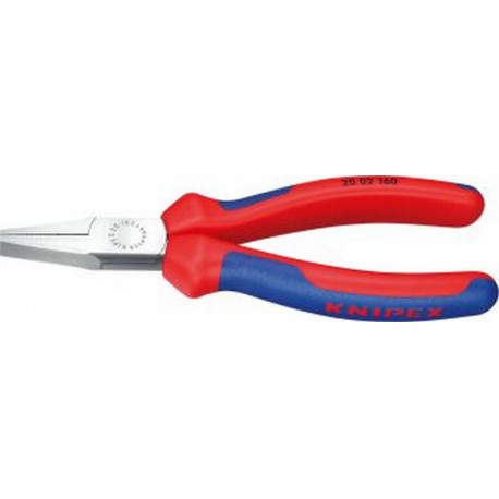 Pince à becs plats, tête polie, poignées à gaine en plastique, Long. : 160 mm