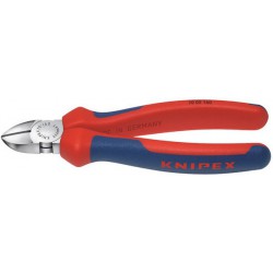 Pince coupante de côté, tête chromée, poignées à gaine en plastique, Long. : 160 mm, Capacité de coupe pour fil semi-dur Ø 2,8 mm, fil dur Ø 2,0 mm