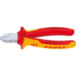 Pince coupante latérale VDE, en acier électrique au vanadium, tête chromée, poignées à gaine en plastique, Long. : 160 mm