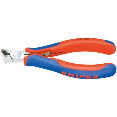Pince coupante frontale électronique, Modèle : avec petite facette, tête courte, courbée à 15°, Long. 120 mm