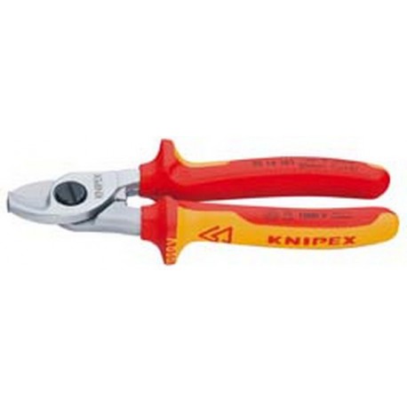 Coupe-câbles VDE, tête chromée, poignées à gaine en plastique, Long. : 165 mm, Ø de la capacité de coupe 15 mm, Section du conducteur 50 mm²
