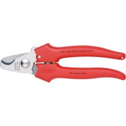 Coupe-câbles, tête polie, poignées à gaine en plastique., Long. : 165 mm, Ø de la capacité de coupe 10 mm, Section du conducteur 24 mm²