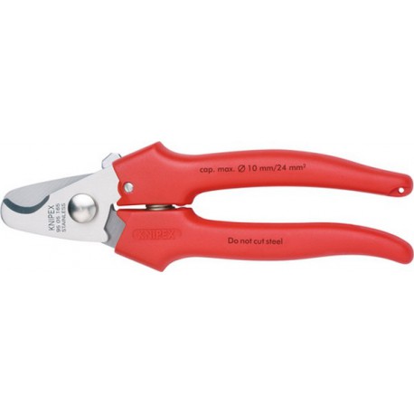 Coupe-câbles, tête polie, poignées à gaine en plastique., Long. : 165 mm, Ø de la capacité de coupe 10 mm, Section du conducteur 24 mm²