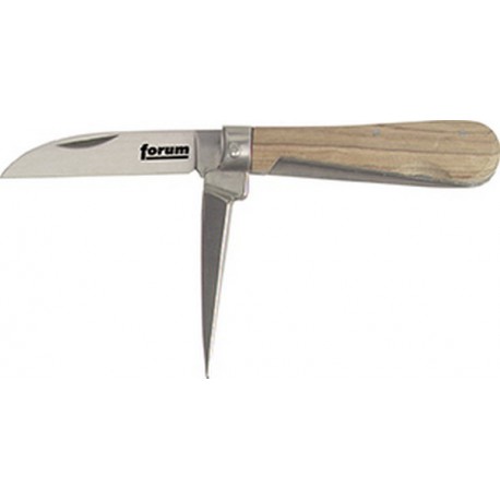 Couteau d'électricien, Modèle : 2 pièces, Matériau de la lame Acier carbone, Lame Lisse, Matériau de la poignée : Bois, Long. totale : 163 mm