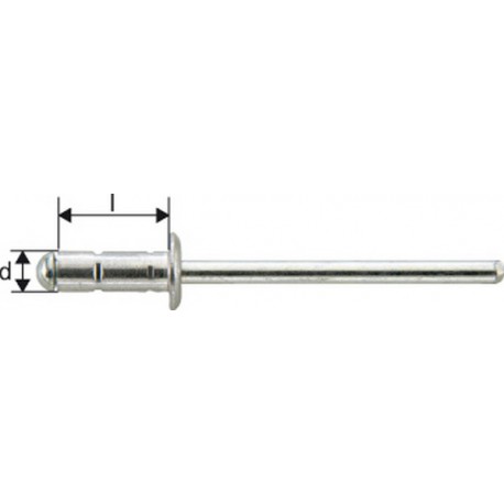 Rivet aveugle multiserrage alu standard tête semi-bombée 4x17mm (Par 1000)