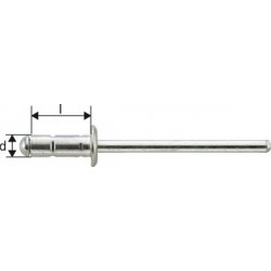 Rivet aveugle multiserrage alu standard tête semi-bombée 4,8x10mm (Par 1000)