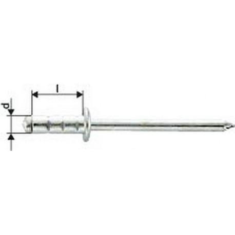 Rivet aveugle multiserrage acier/acier tête semi-bombée 4x10mmGesipa (Par 1000)