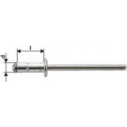 Rivet aveugle multiserrage alu/acier inoxydable têtesemi-bombée 4x10mm (Par 1000)