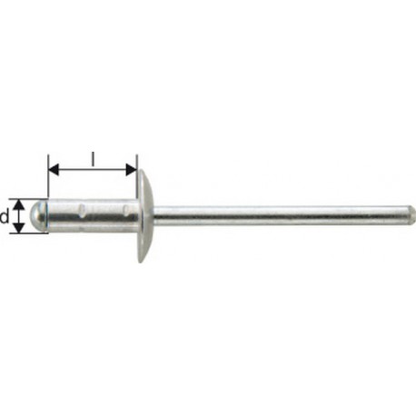 Rivet aveugle multiserrage alu/acier tête large 4,8x17mmGesipa (Par 1000)