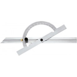 Rapporteur d'angle, réglable et coulissant en Long., Arc gradué : 250 mm, Long. des branches 500 mm