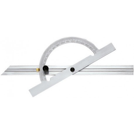 Rapporteur d'angle, réglable et coulissant en Long., Arc gradué : 250 mm, Long. des branches 500 mm