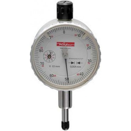 Comparateur à cadran avec mécanisme d'indicateur micrométrique, Ø extérieur : 40 mm, Lecture 0,001 mm, Plage de mesure 1 mm, 1 tour d'aiguille : 0,1 mm