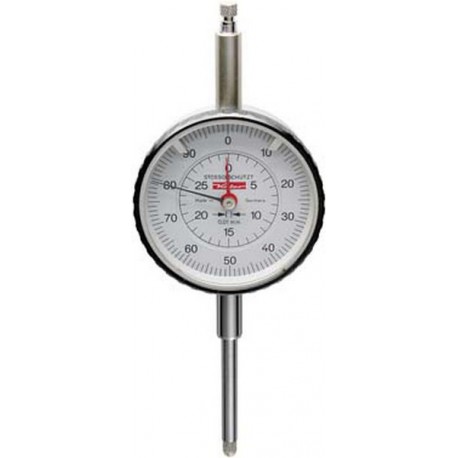 Comparateur à grande capacité de mesure, boîtier en laiton, protégé contre les chocs, Ø extérieur : 58 mm, Lecture 0,01 mm, Plage de mesure 50 mm