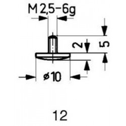 Embout de mesure, en carbure, Modèle : bombé, 10 mm de Ø
