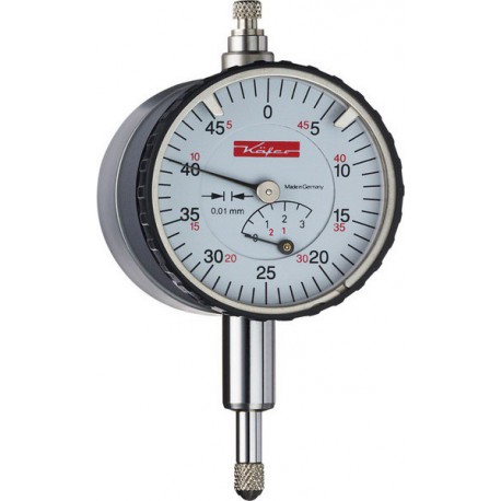 Petit comparateur avec aimant, Ø extérieur : 40 mm, Lecture 0,01 mm, Plage de mesure 3 mm, 1 tour d'aiguille : 0,5 mm, Type : Aimant KM4T