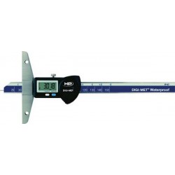 Jauge de profondeur numérique DIGI-MET® IP67, Plage de mesure : 150 mm, Modèle à vis de blocage, Long. de l'embase 100 mm, Ø de la tige de mesure : 1,5 mm