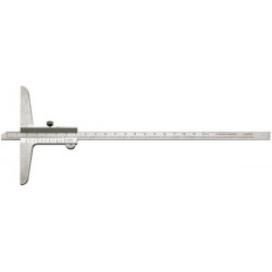 Jauge de profondeur avec règle droite, Plage de mesure : 500 mm, Modèle à vis de blocage, Long. de l'embase 150 mm