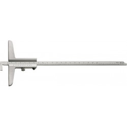 Jauge de profondeur avec tige de mesure déportée, Plage de mesure : 200 mm, Modèle à vis de blocage, Long. de l'embase 100 mm