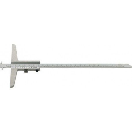 Jauge de profondeur pour mesure de gorges et d'écarts, Plage de mesure : 300 mm, Modèle à vis de blocage, Long. de l'embase 100 mm