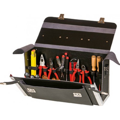 Trousse à outils en cuir de boeuf, dimensions intérieures 420 x 150 x 250 mm, Dimensions intérieures : 420 x 150 x 250 mm, Volume environ 24 l