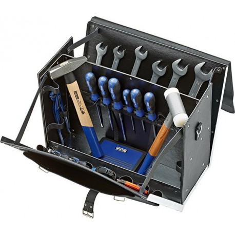Trousse à outils en cuir de boeuf, dimensions intérieures 450 x 190 x 340 mm, Dimensions intérieures : 450 x 190 x 340 mm, Volume environ 33 l