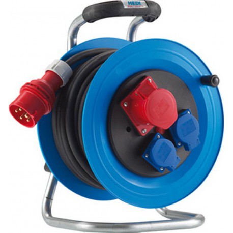 Enrouleur de câble, plastique, IP 44, (courant triphasé), Type de câble : H07 RN-F 5G1,5, Long. de câble 25 m, Qualité du câble Néoprène
