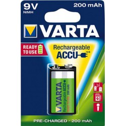 Pile accu Power, Modèle : Bloc E / Bloc 9 V / 6LR61, Contenu du paquet 1 pièce, Tension 9,0 V, Capacité : 200 mAh