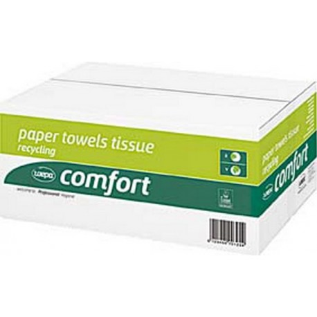 Papier pour essuie-mains WEPA Confort, Dimensions : 25 x 33 cm, Carton de 3072 feuilles, Feutre Épais. :s, Graduation : 24 x 128