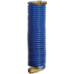 Tuyau flexible spiralé en nylon avec vissage orientable, coupleur express et connecteur mâle, Dimensions : 7,9 x 6,3 mm, Ø de spirale extérieure 75 mm
