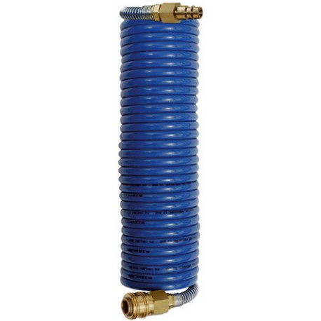 Tuyau flexible spiralé en nylon avec vissage orientable, coupleur express et connecteur mâle, Dimensions : 11,8 x 9,5 mm, Ø de spirale extérieure 140 mm
