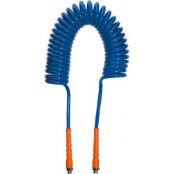 Tuyau flexible spiralé PU avec raccord vissable, Dimensions : 12,0 x 8,0 mm, Raccord G 3/8 pouces, Ø de spirale extérieure 80 mm, Long. : 6,0 m