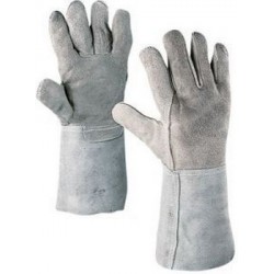 Gant de soudeur, cuir grainé/cuir refendu combiné/Cuir vachette nervuré avec protection du poignet, Taille : 10 (Par 12)