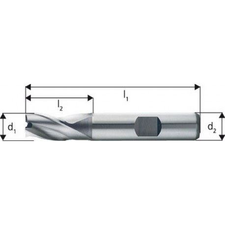 Fraise à rainurer extra courte, type N, en acier à coupe rapide à 8% de cobalt, sans revêtement, Ø d1 - e8 : 8,0 mm, Long. totale l1 61 mm