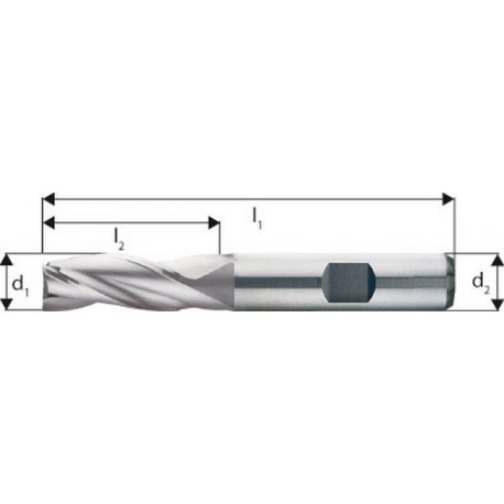 Fraise à rainurer courte, type N, en acier à coupe rapide à 8% de cobalt, sans revêtement, Ø d1 - e8 : 10,0 mm, Long. totale l1 72 mm