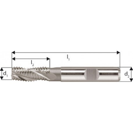 Fraise d'ébauche courte, type NR, en acier à coupe rapide à 5% de cobalt, sans revêtement, Ø d1 - k12 : 10,0 mm, Long. totale l1 72 mm